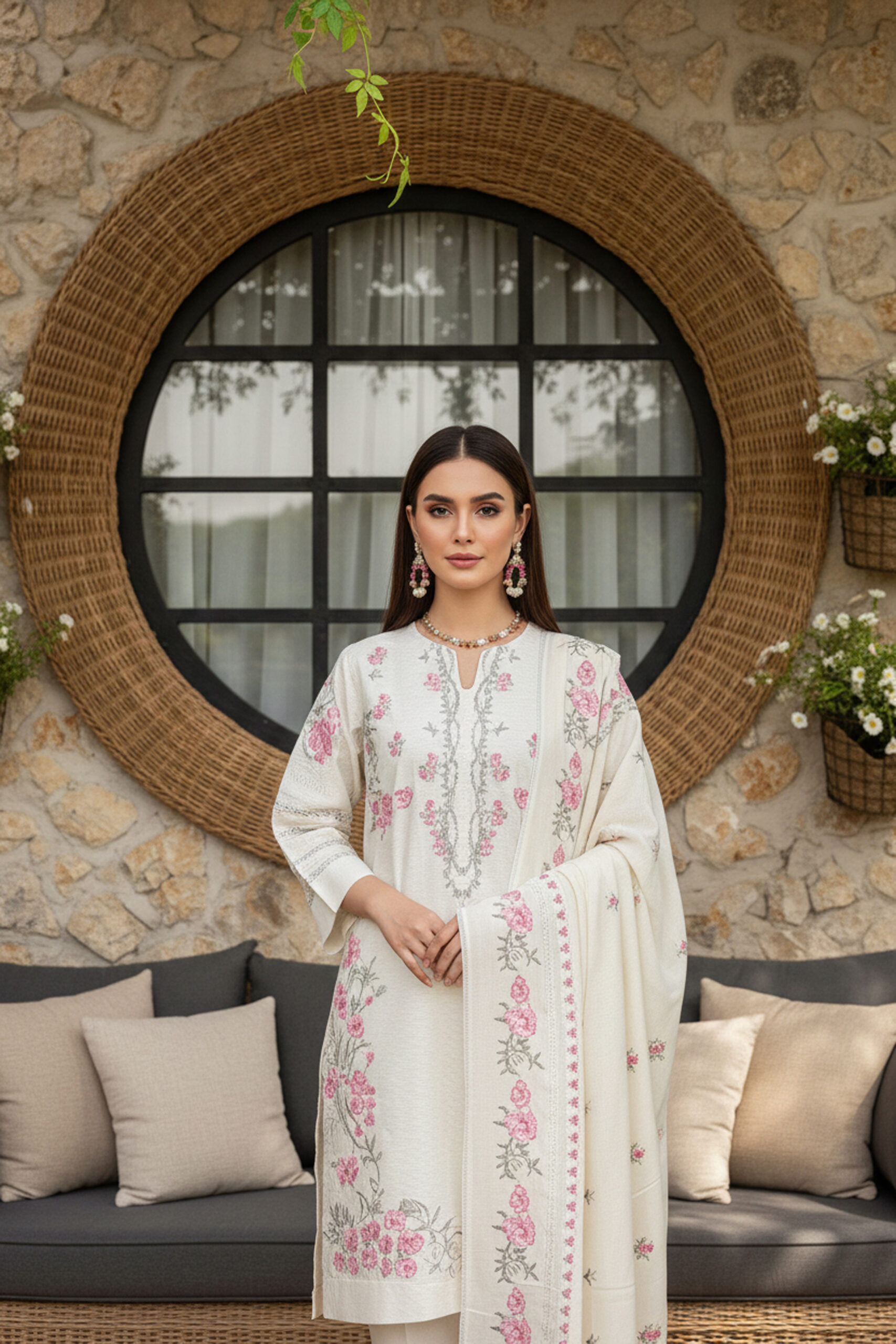 Rania’s Embroidered Elegance Unstitched 3-Piece Suit  RNS-3P-EMB-006