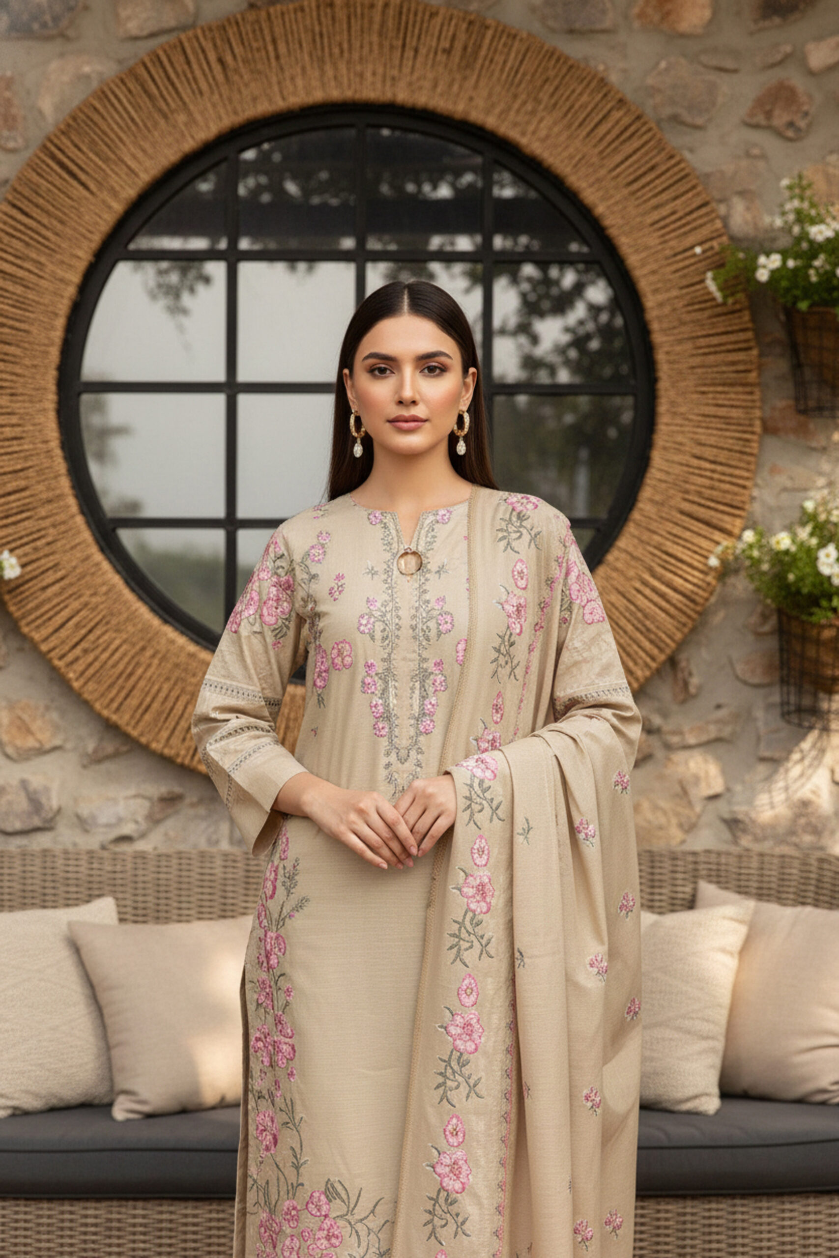 Rania’s Embroidered Elegance Unstitched 3-Piece Suit RNS-3P-EMB-004