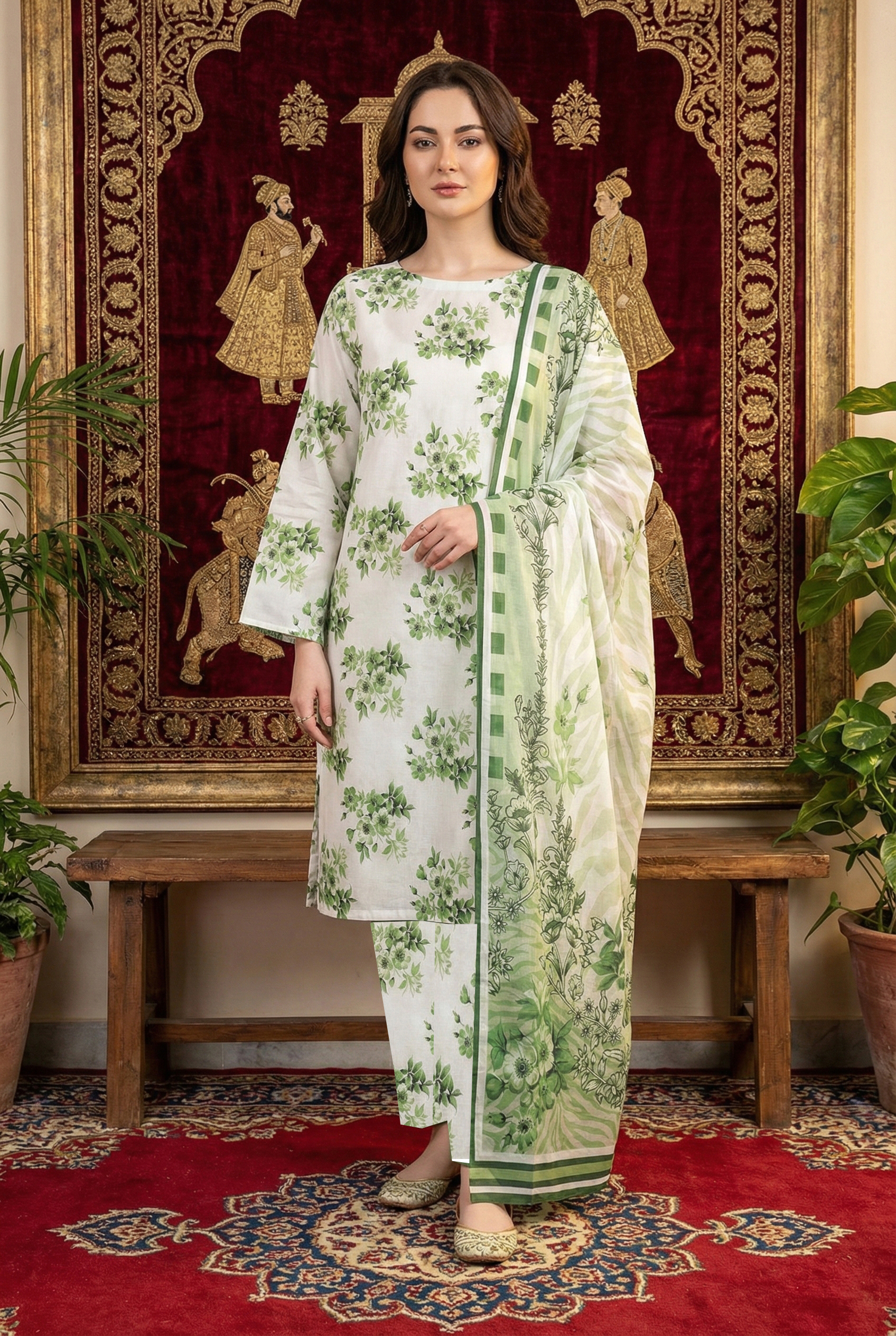 Rania’s Air Jet Cotton Digital Printed 3-Piece Full Suit RNS-AJC3-548