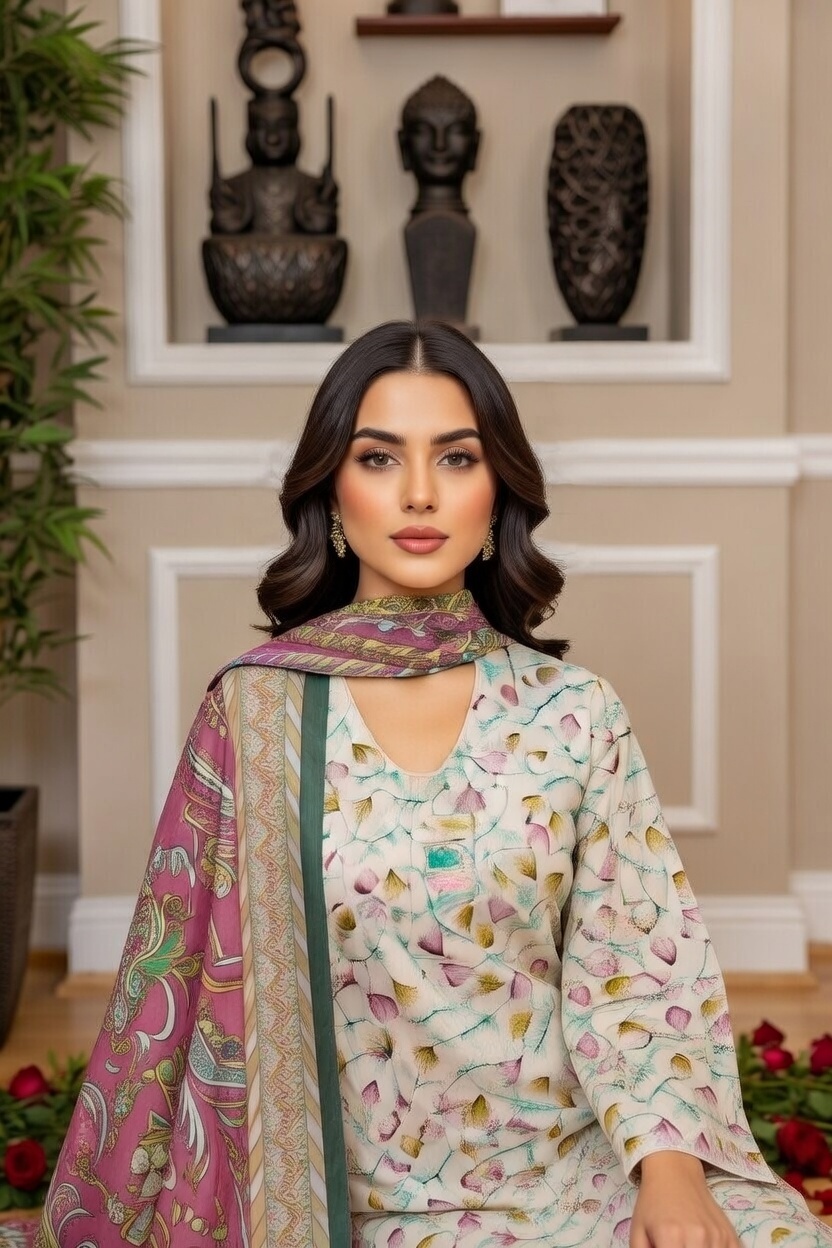 Rania’s Printed Cotton Everyday 3-Piece Suit RNS-DPC-3P-771