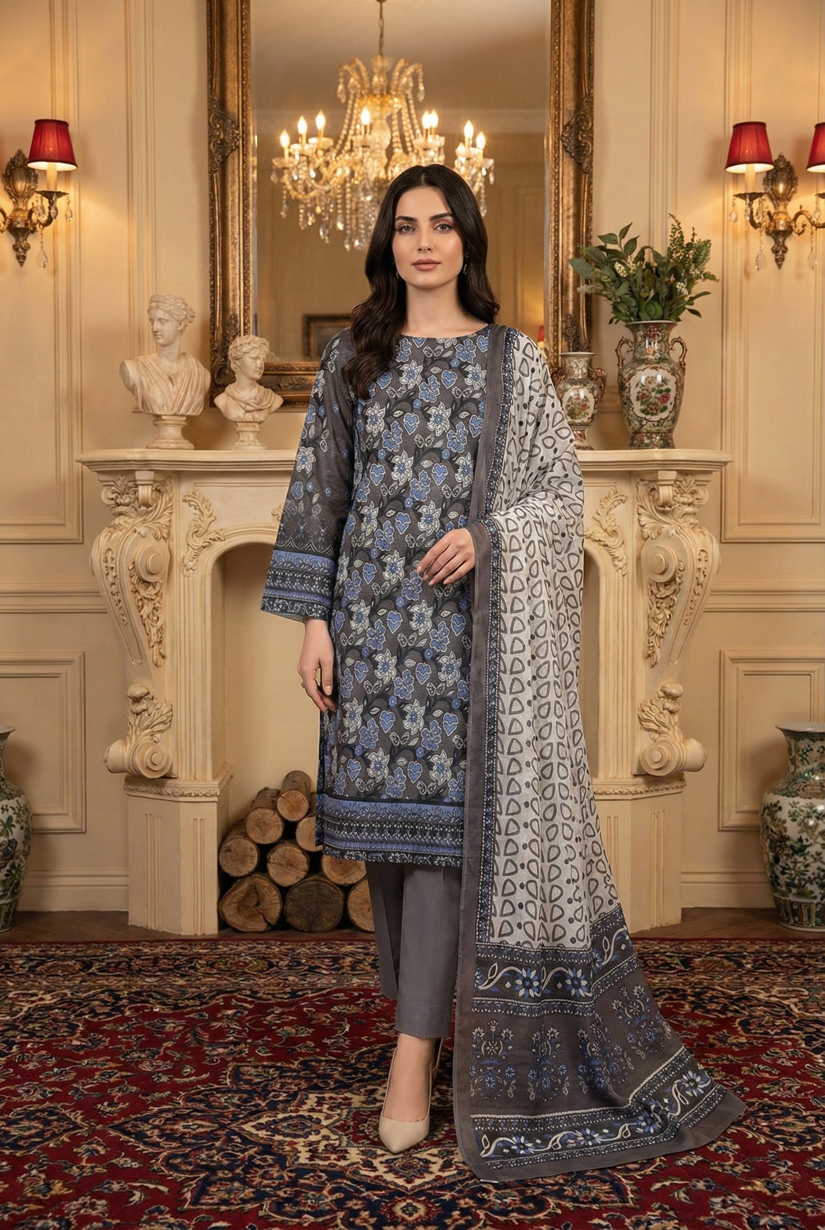 Rania’s Bana Dora Digital Panel 3-Piece Suit RNS-BDP-3P-223