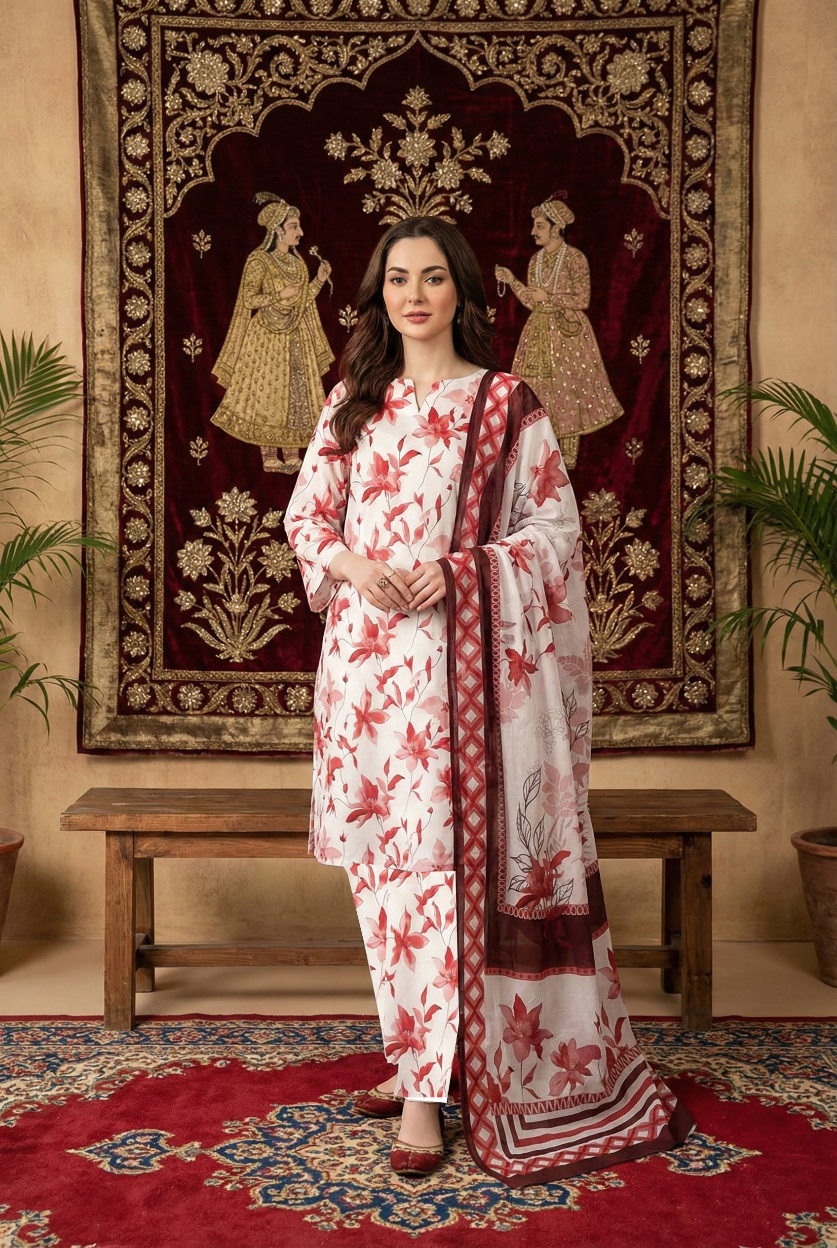 Rania’s Soft AirJet Cotton Printed 3-Piece Casual Suit RNS-AJC3-561