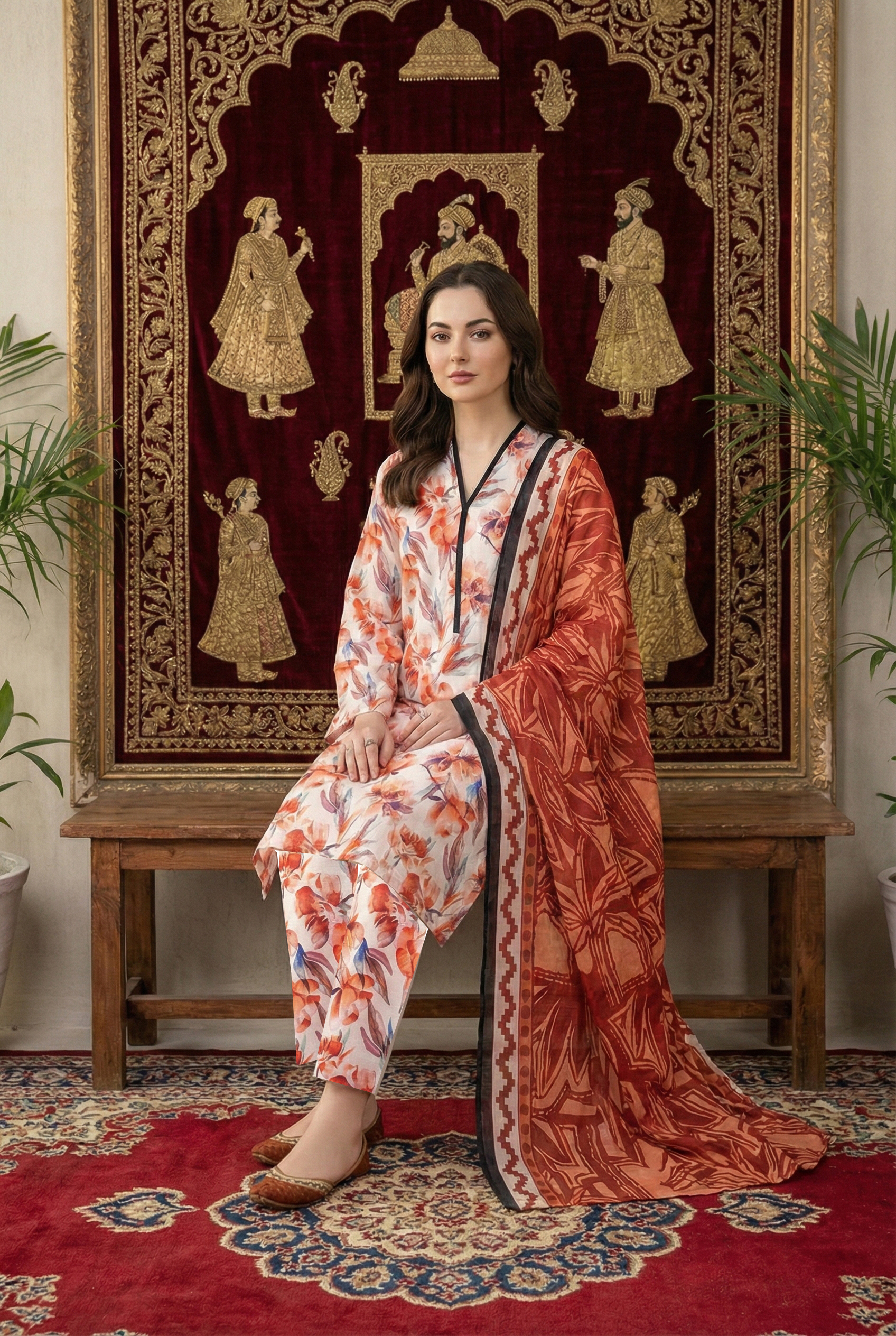 Rania’s Soft AirJet Cotton Printed 3-Piece Casual Suit RNS-AJC3-565