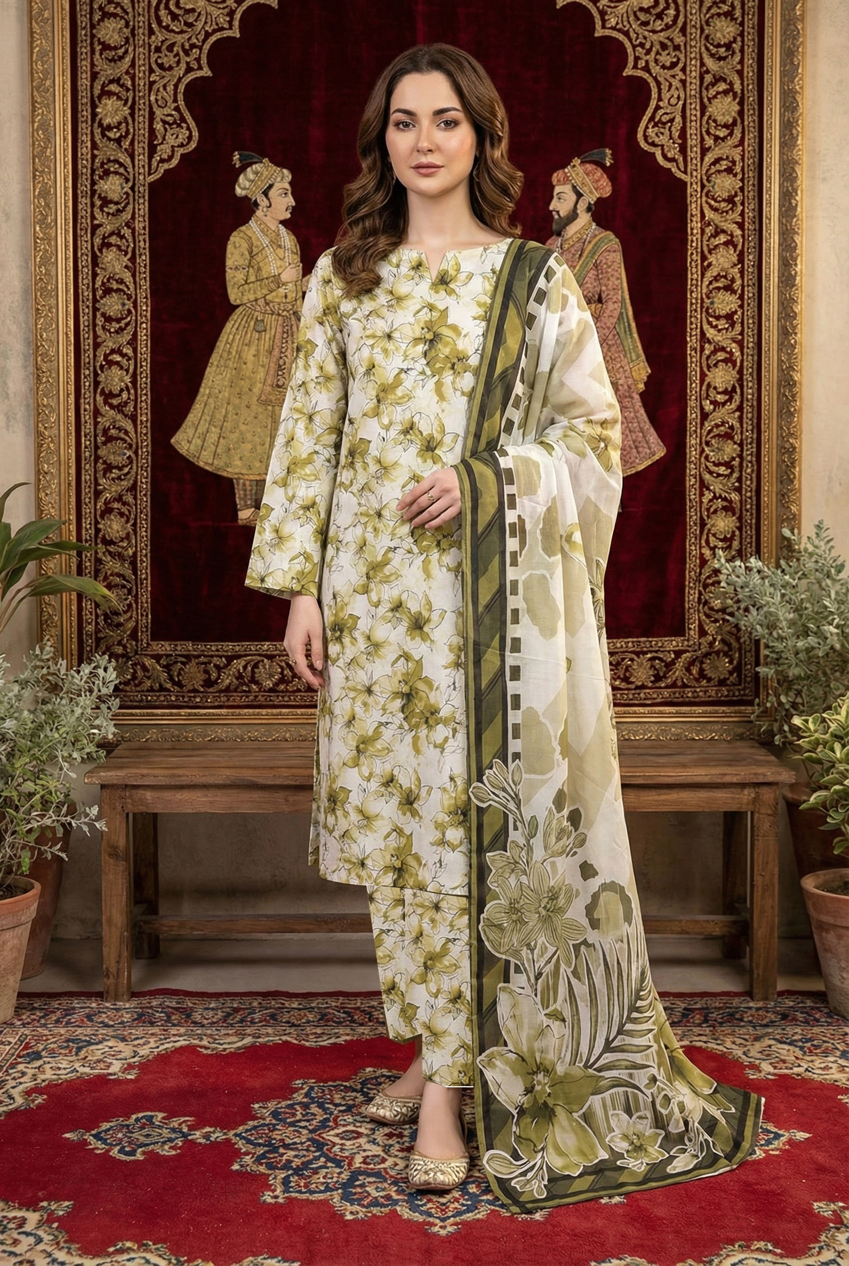 Rania’s Soft AirJet Cotton Printed 3-Piece Casual Suit RNS-AJC3-566