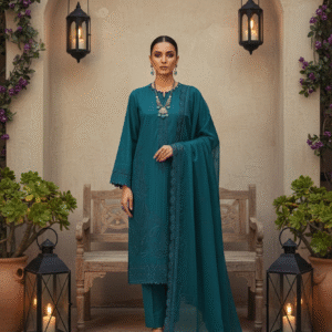 Rania’s Paisley Embroidered Slub Ribbon 3-Piece Suit RNS-SRB-PE3-843