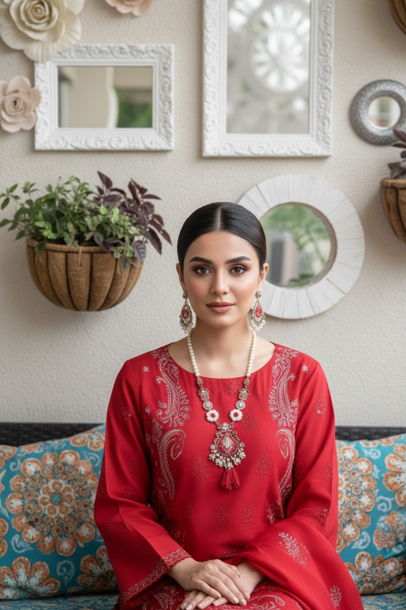 Rania’s Pure Cotton Paisley Embroidered 3-Piece Suit RNS-PCP3-918