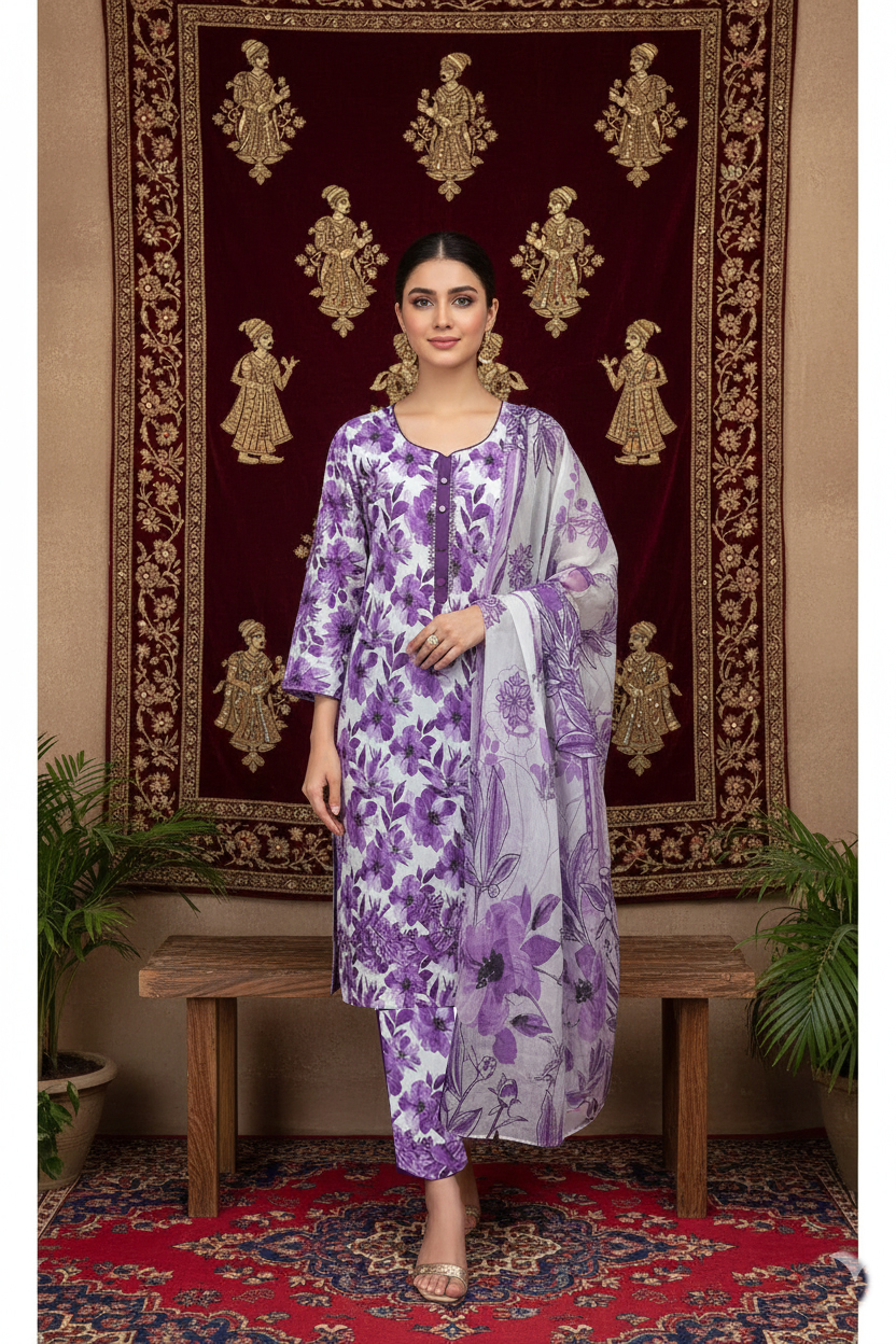 Rania’s Air Jet Cotton Digital Printed 3-Piece Full Suit RNS-AJC3-549