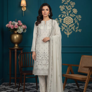 Rania’s Slub Lawn Light Sequins Embroidered 3-Piece Suit RNS-SLB-3PC-922