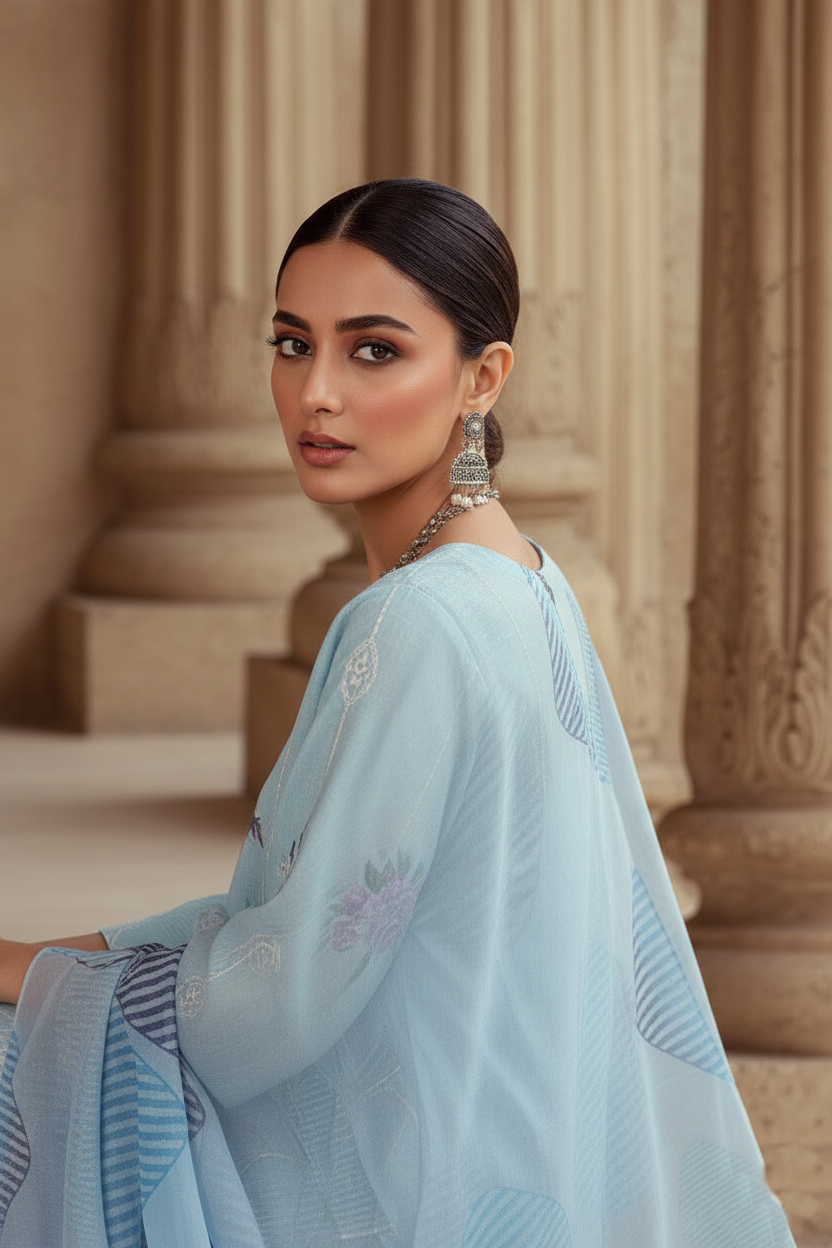 Rania’s Digital Lawn Schiffli 3-Piece Suit RNS-DLS-3P-907