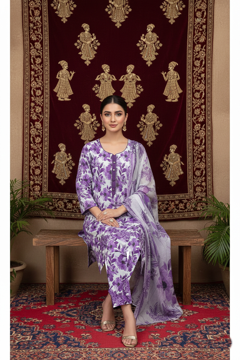 Rania’s Air Jet Cotton Digital Printed 3-Piece Full Suit RNS-AJC3-549