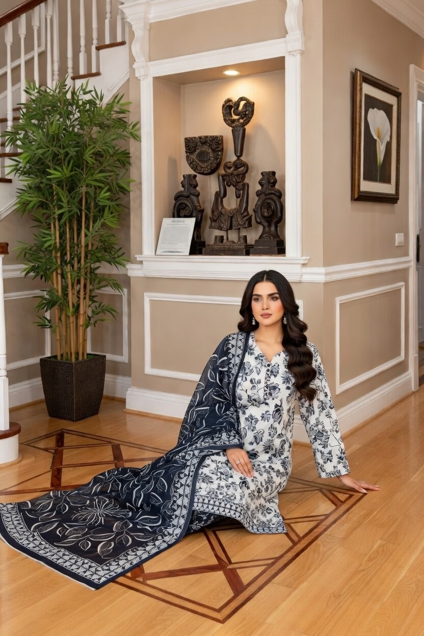 Rania’s Printed Cotton Everyday 3-Piece Suit RNS-DPC-3P-772 - Image 3