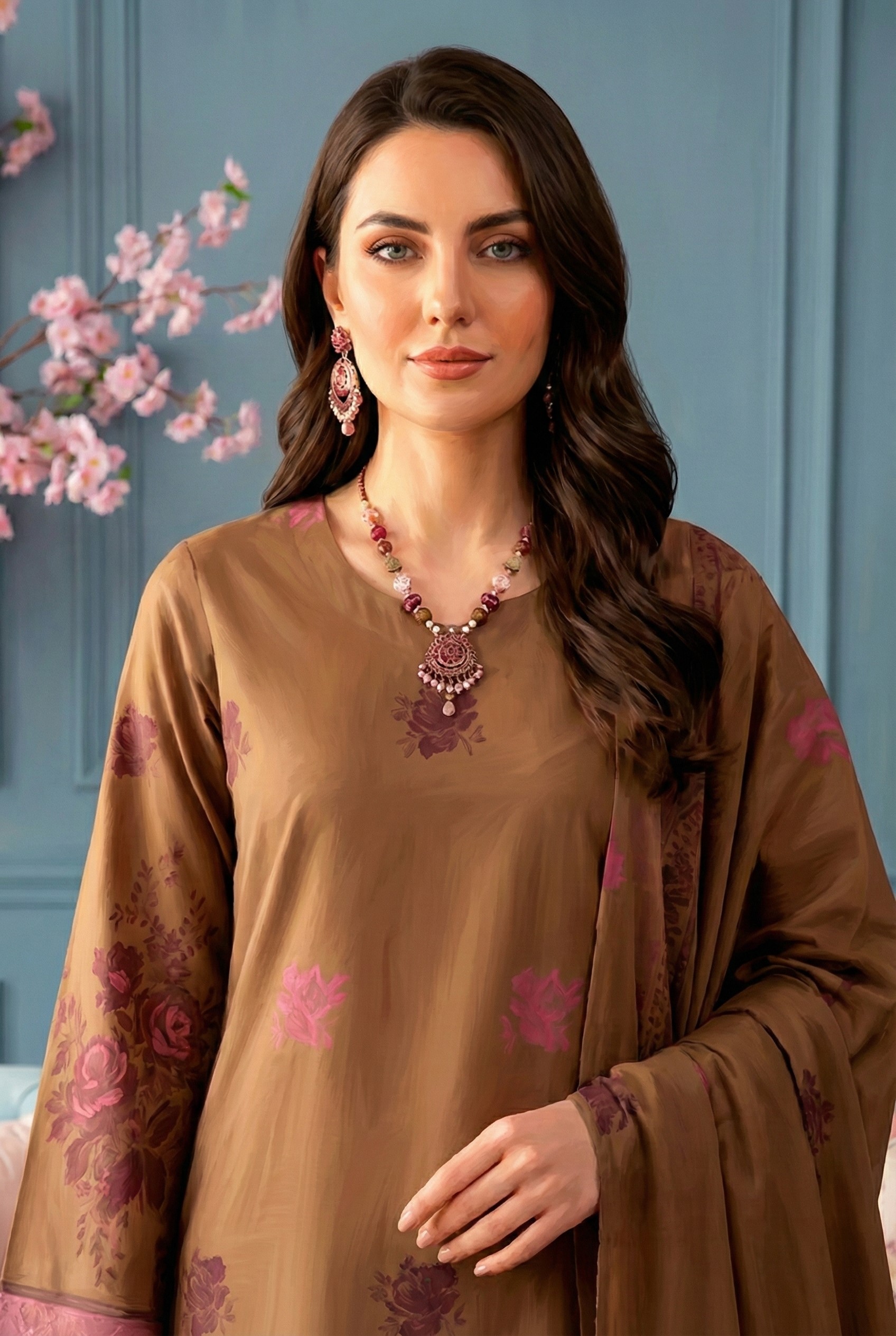 Rania’s Elegant Digital Brosha Jacquard Suit RNS-BRJ-ELG-512