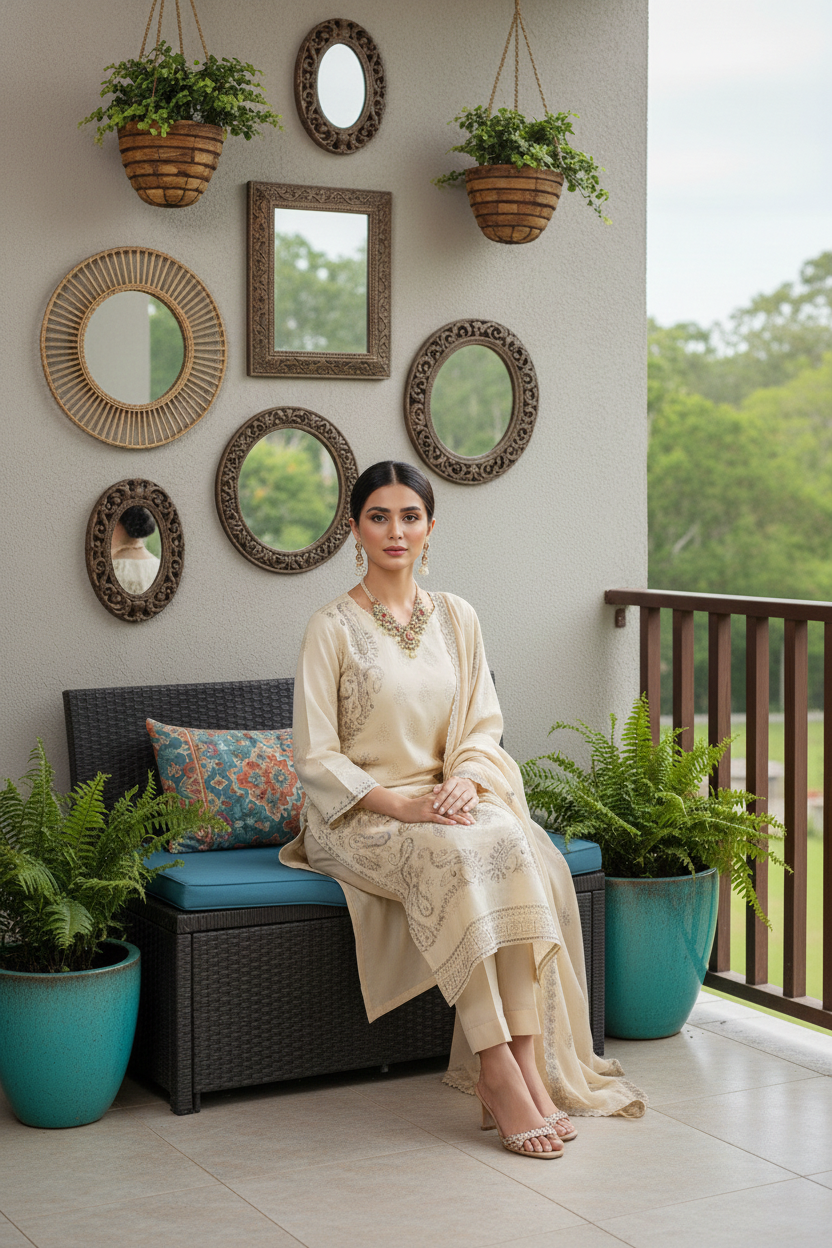 Rania’s Pure Cotton Paisley Embroidered 3-Piece Suit RNS-PCP3-919