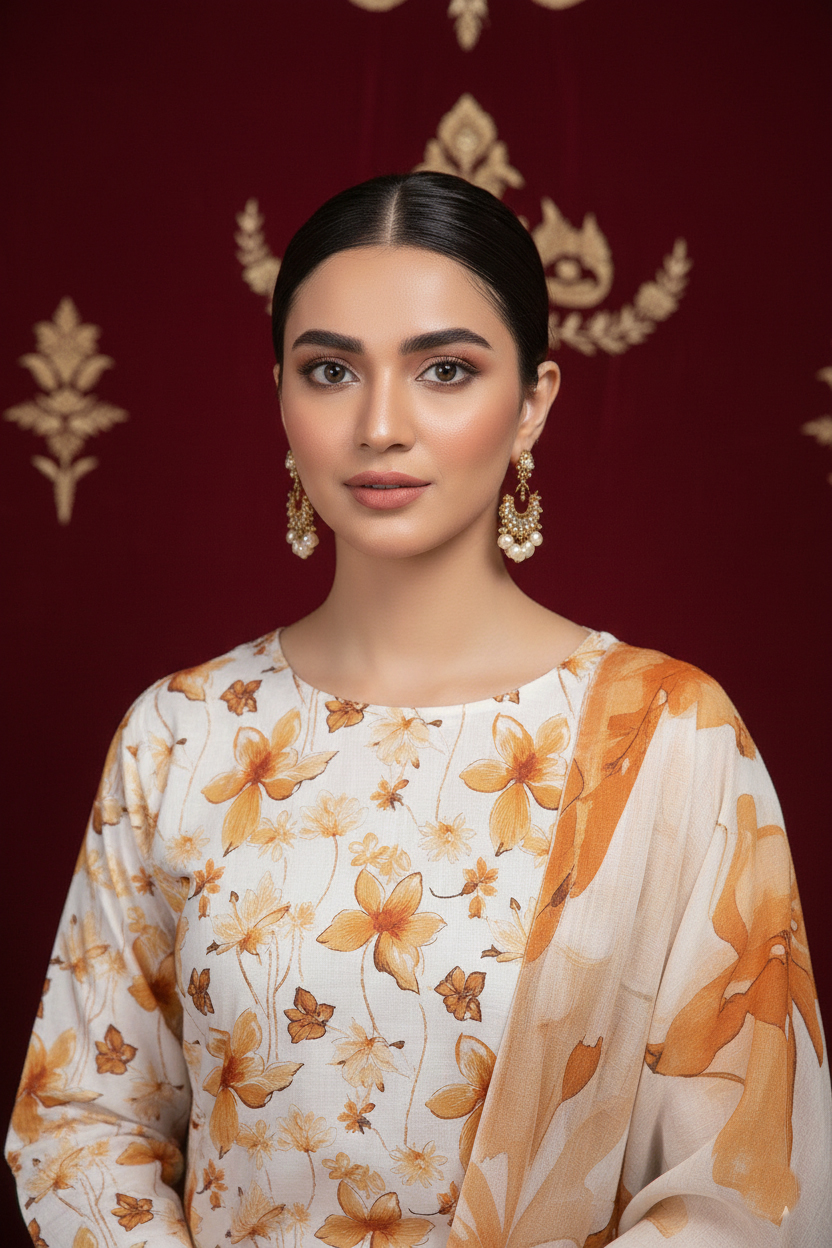 Rania’s Air Jet Cotton Digital Printed 3-Piece Full Suit RNS-AJC3-550