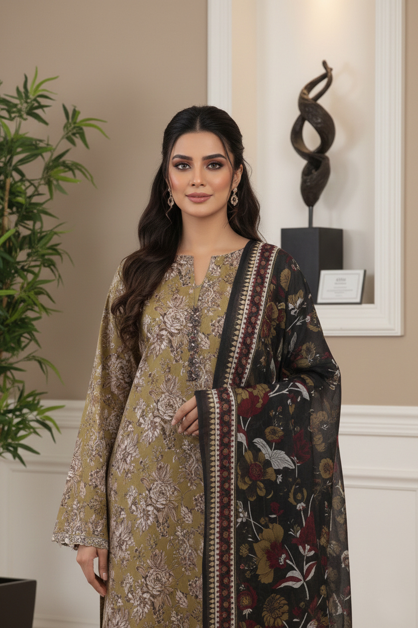 Rania’s Printed Cotton Everyday 3-Piece Suit RNS-DPC-3P-773