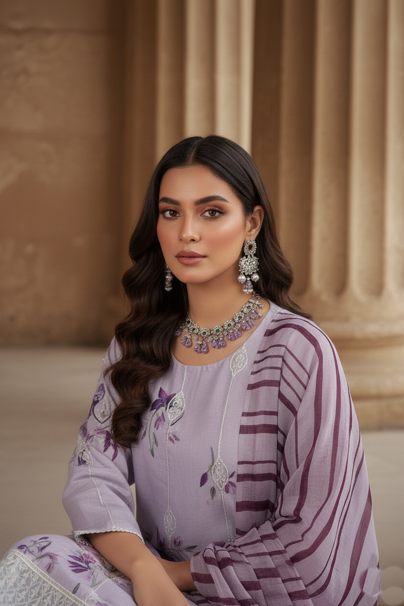 Rania’s Digital Lawn Schiffli 3-Piece Suit RNS-DLS-3P-908