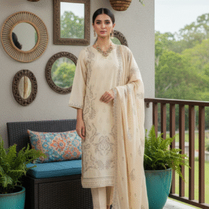 Rania’s Pure Cotton Paisley Embroidered 3-Piece Suit RNS-PCP3-919