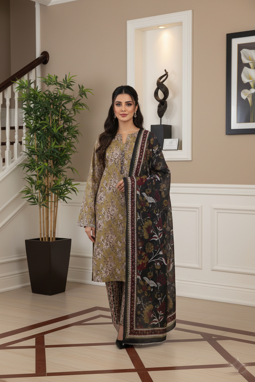 Rania’s Printed Cotton Everyday 3-Piece Suit RNS-DPC-3P-773