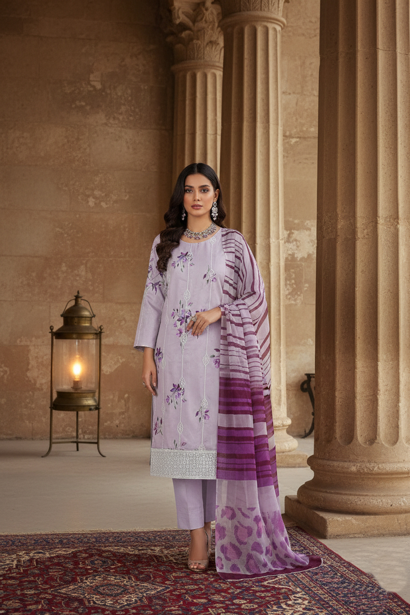 Rania’s Digital Lawn Schiffli 3-Piece Suit RNS-DLS-3P-908