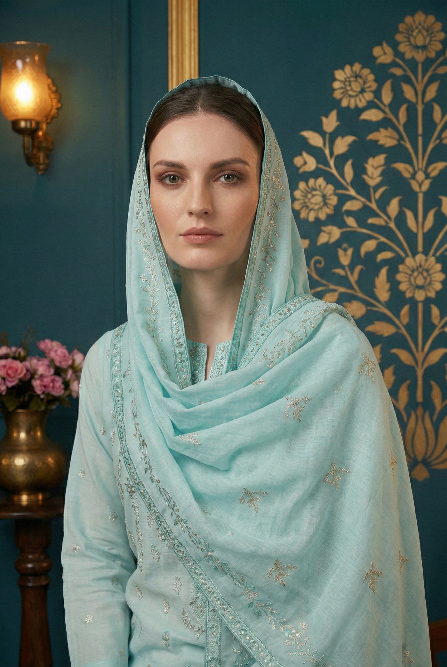 Rania’s Slub Lawn Light Sequins Embroidered 3-Piece Suit RNS-SLB-3PC-923 - Image 3