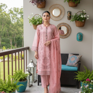 Rania’s Pure Cotton Paisley Embroidered 3-Piece Suit RNS-PCP3-920
