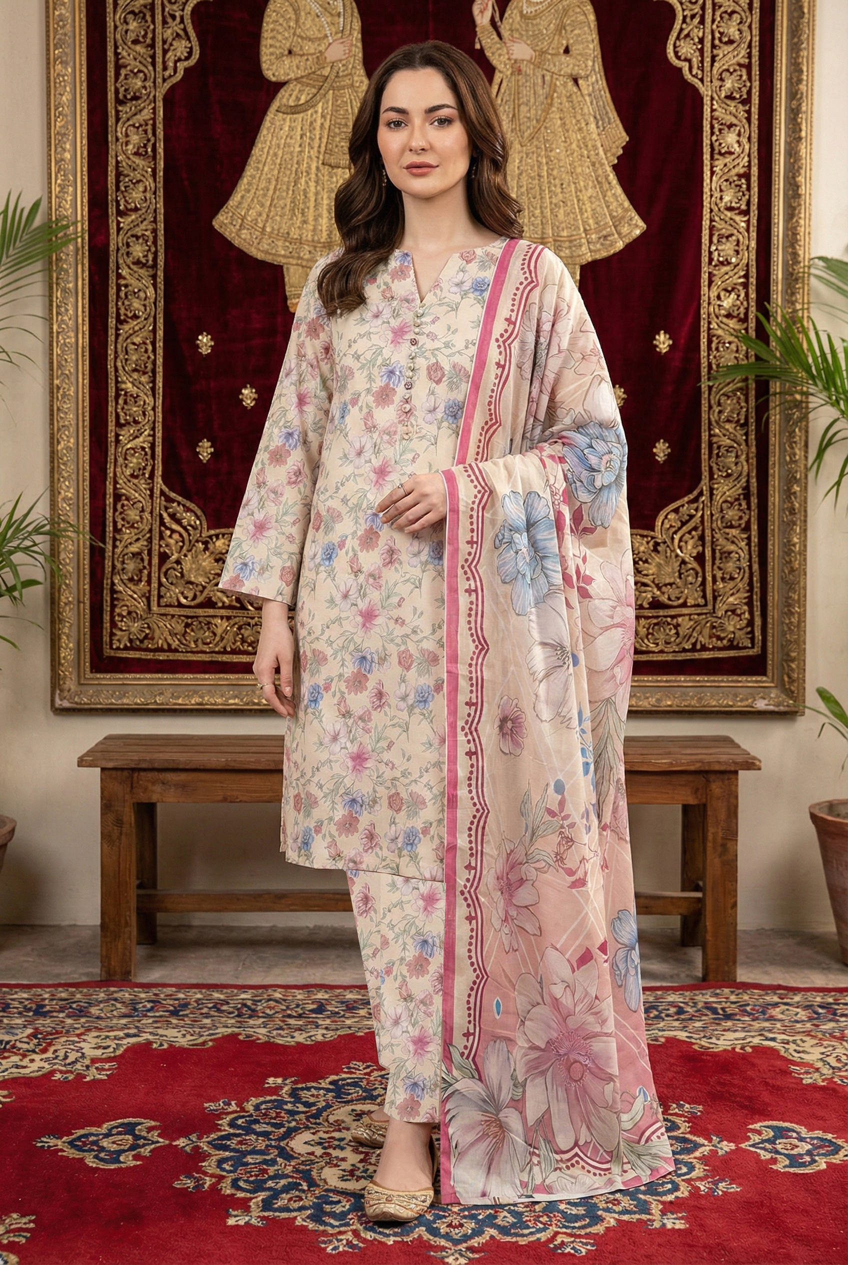 Rania’s Air Jet Cotton Digital Printed 3-Piece Full Suit RNS-AJC3-551