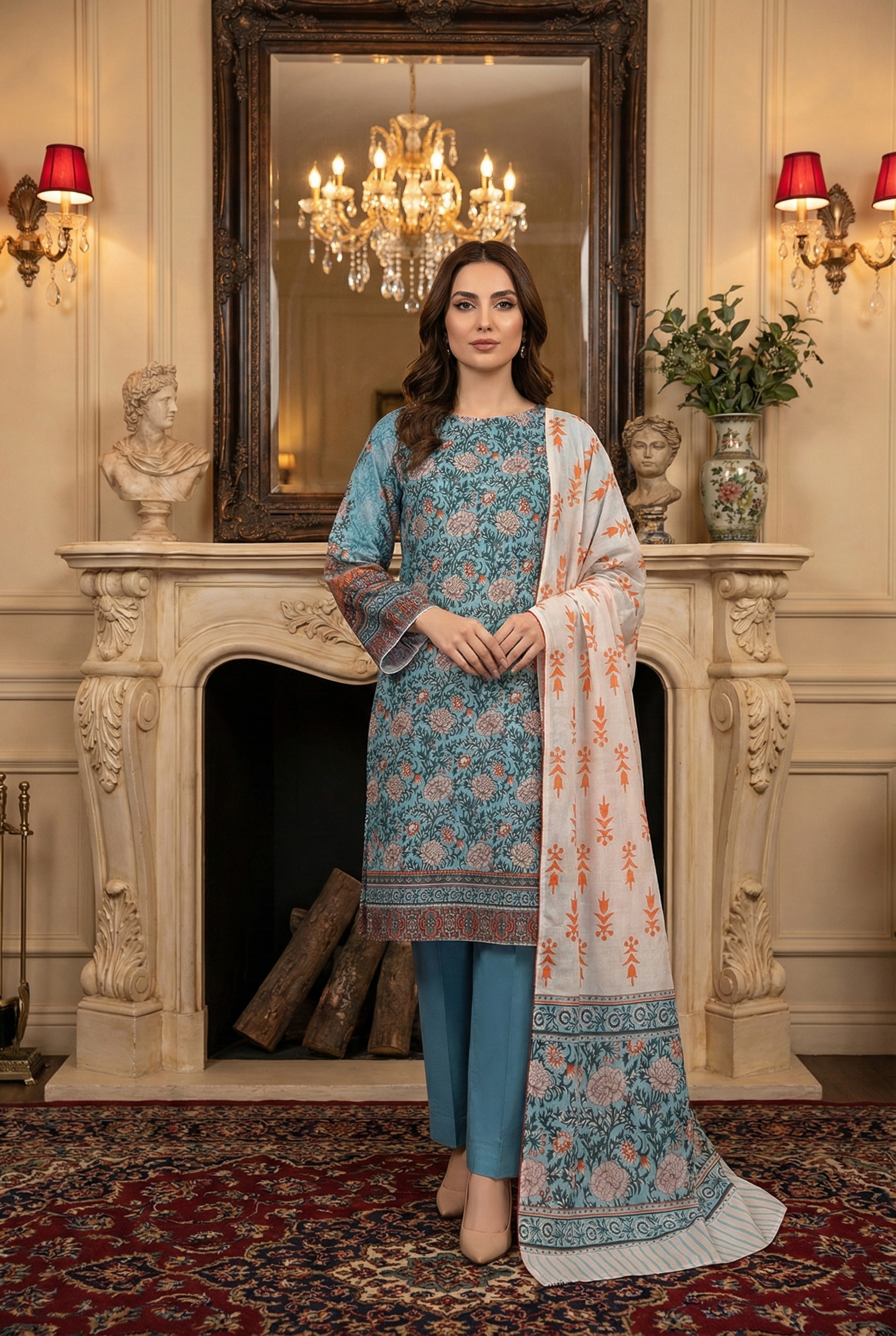 Rania’s Bana Dora Digital Panel 3-Piece Suit RNS-BDP-3P-217