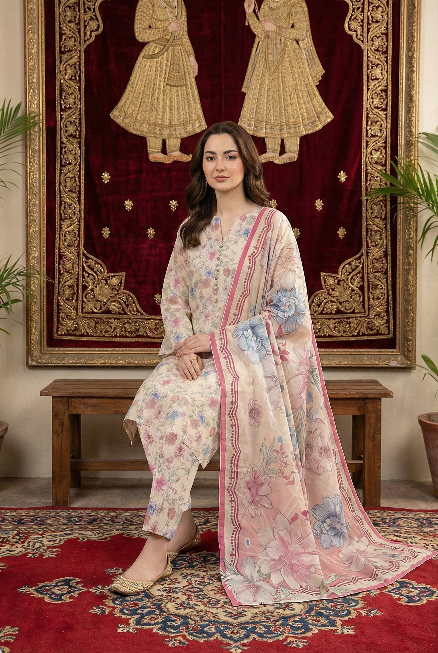 Rania’s Air Jet Cotton Digital Printed 3-Piece Full Suit RNS-AJC3-551 - Image 3