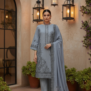 Rania’s Paisley Embroidered Slub Ribbon 3-Piece Suit RNS-SRB-PE3-847