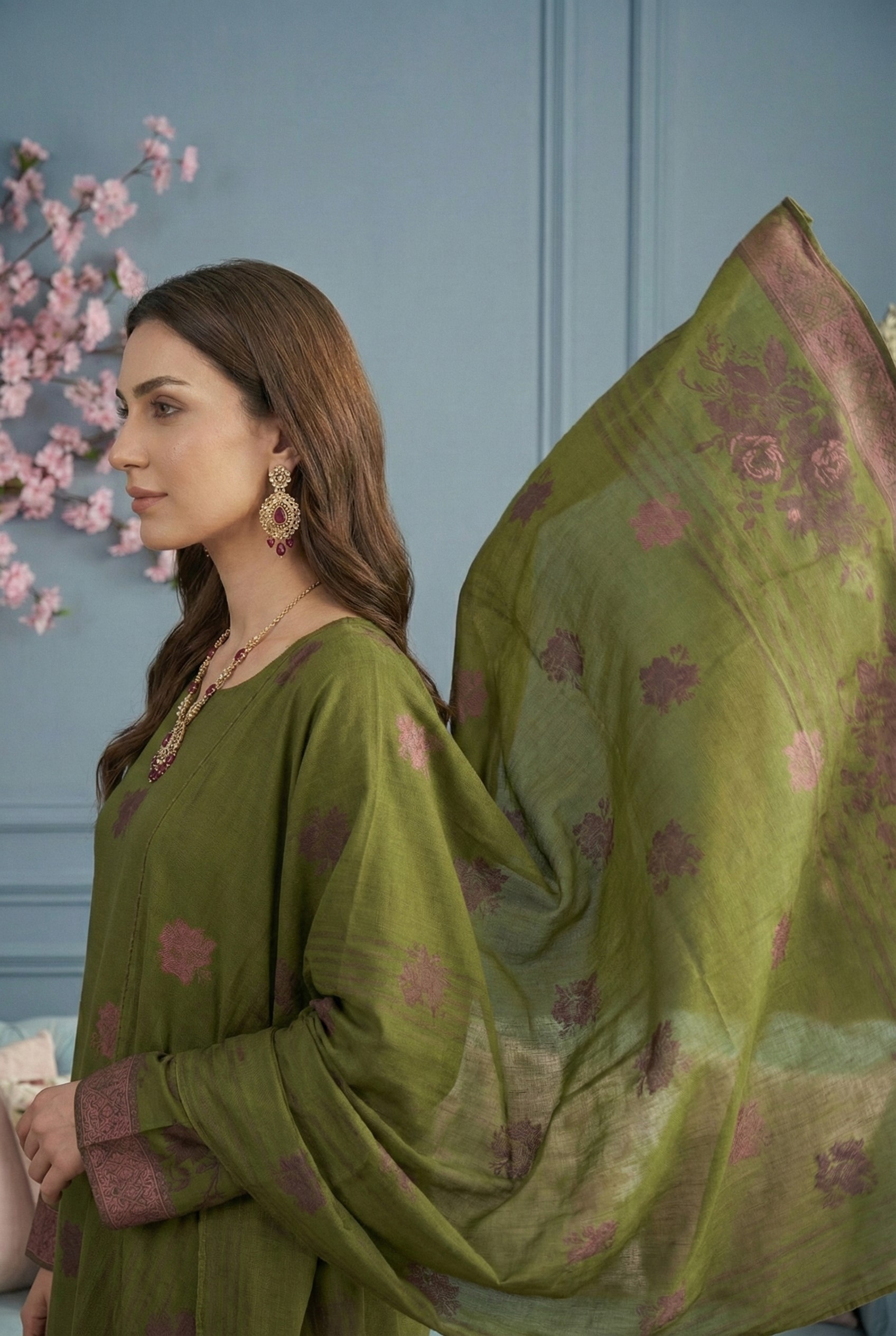 Rania’s Elegant Digital Brosha Jacquard Suit RNS-BRJ-ELG-510