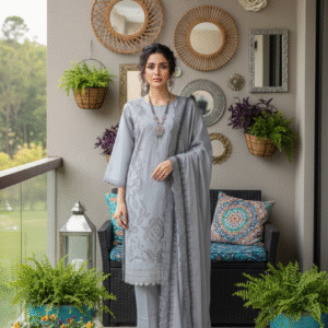 Rania’s Pure Cotton Paisley Embroidered 3-Piece Suit RNS-PCP3-921