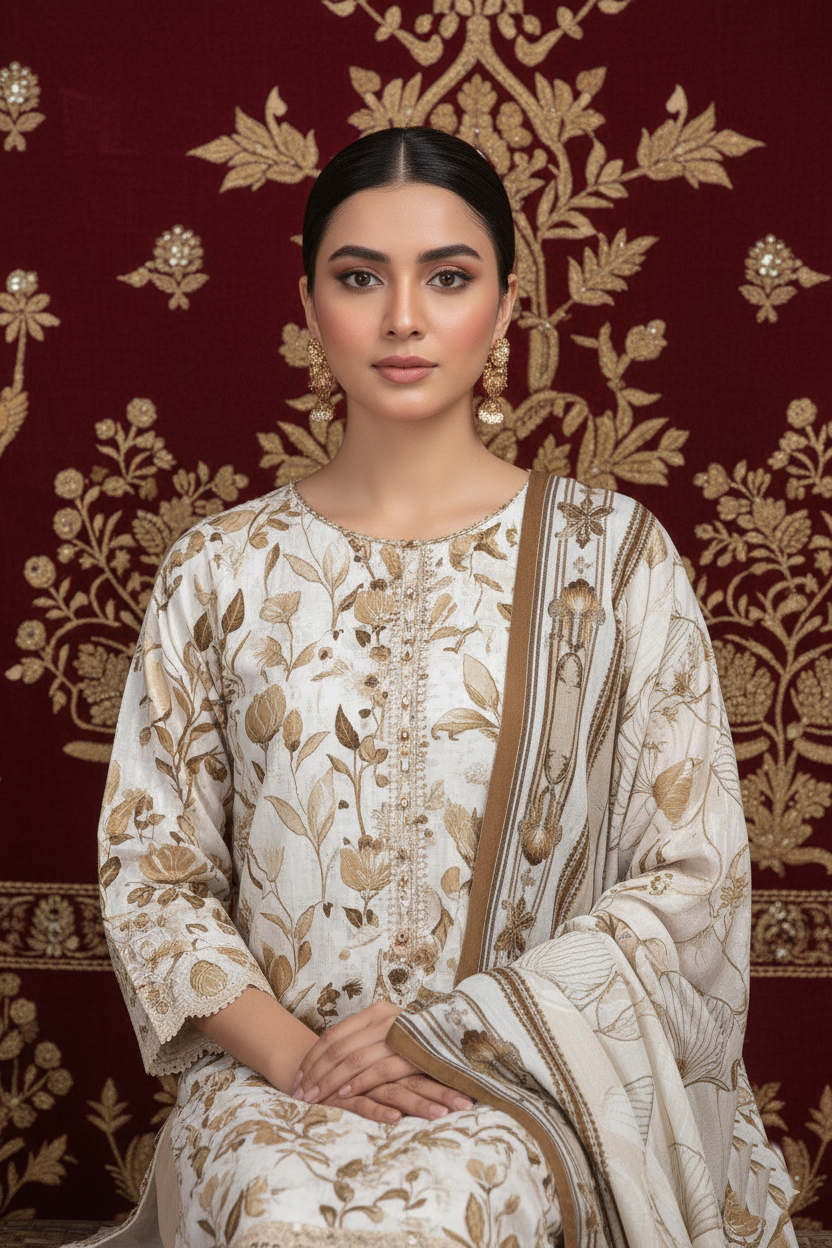 Rania’s Air Jet Cotton Digital Printed 3-Piece Full Suit RNS-AJC3-552