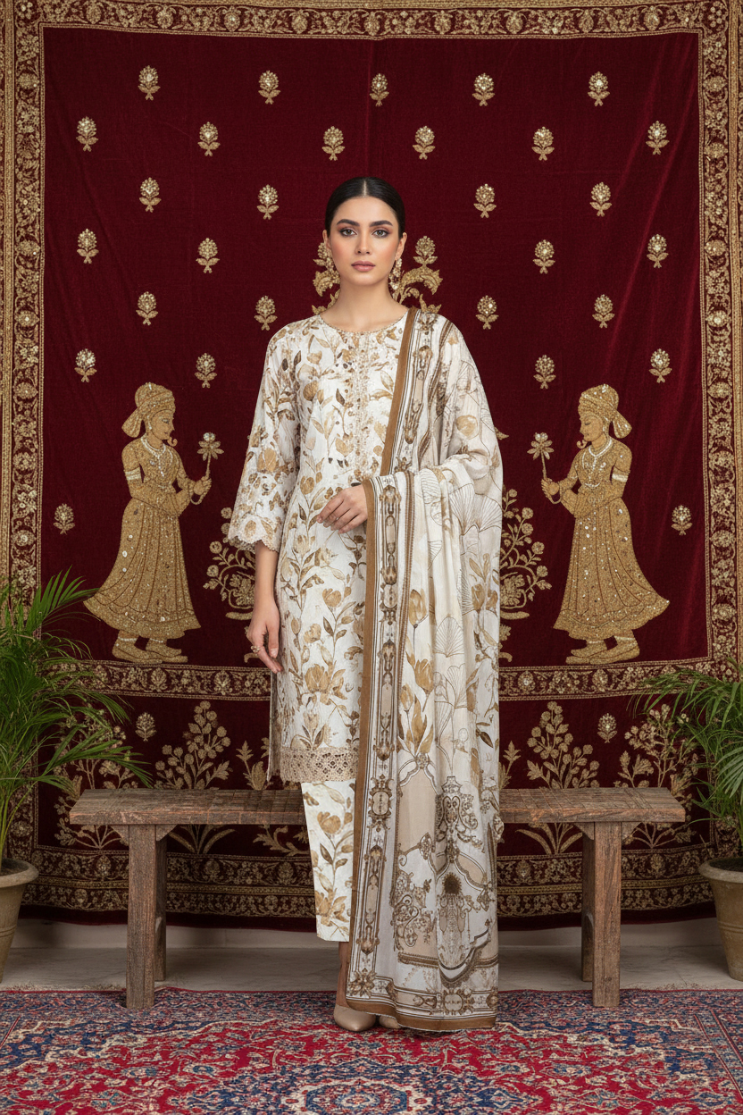 Rania’s Air Jet Cotton Digital Printed 3-Piece Full Suit RNS-AJC3-552