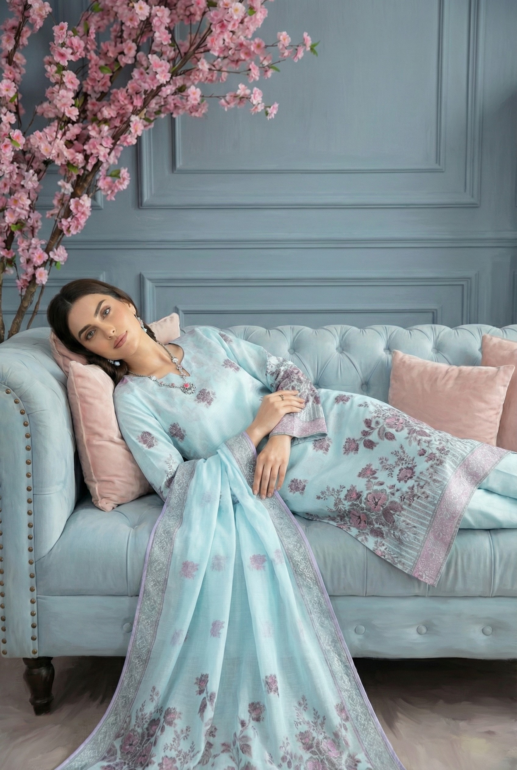 Rania’s Elegant Digital Brosha Jacquard Suit RNS-BRJ-ELG-511