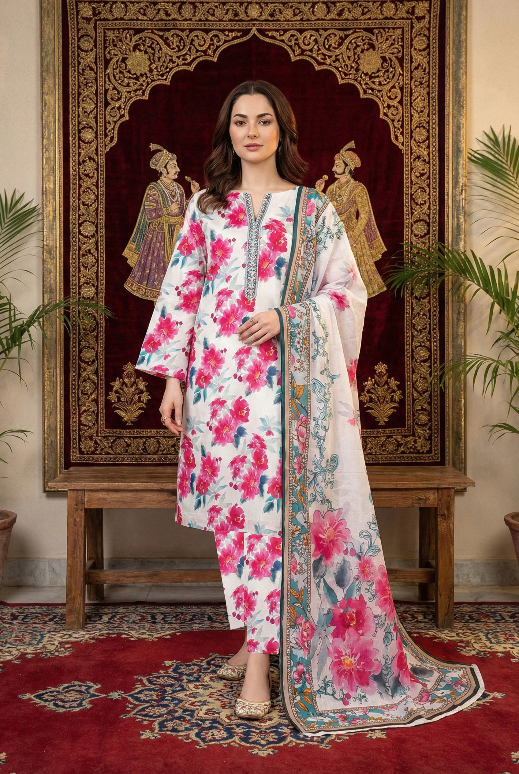 Rania’s Air Jet Cotton Digital Printed 3-Piece Full Suit RNS-AJC3-553
