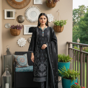 Rania’s Pure Cotton Paisley Embroidered 3-Piece Suit RNS-PCP3-922