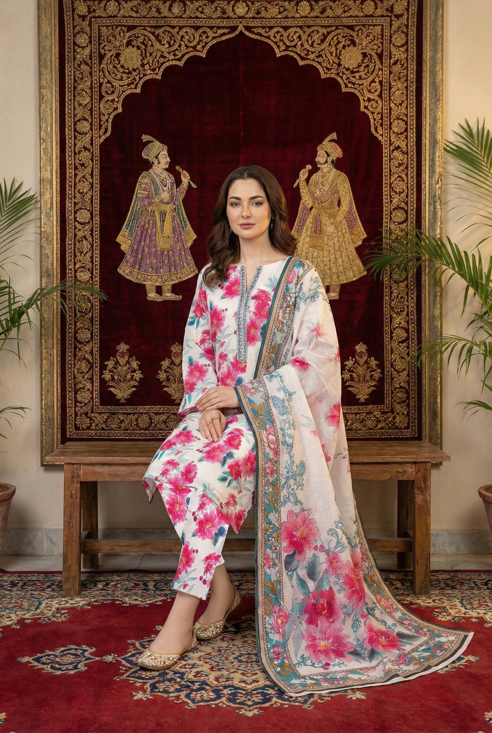 Rania’s Air Jet Cotton Digital Printed 3-Piece Full Suit RNS-AJC3-553 - Image 3