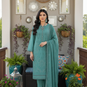 Rania’s Pure Cotton Paisley Embroidered 3-Piece Suit RNS-PCP3-923