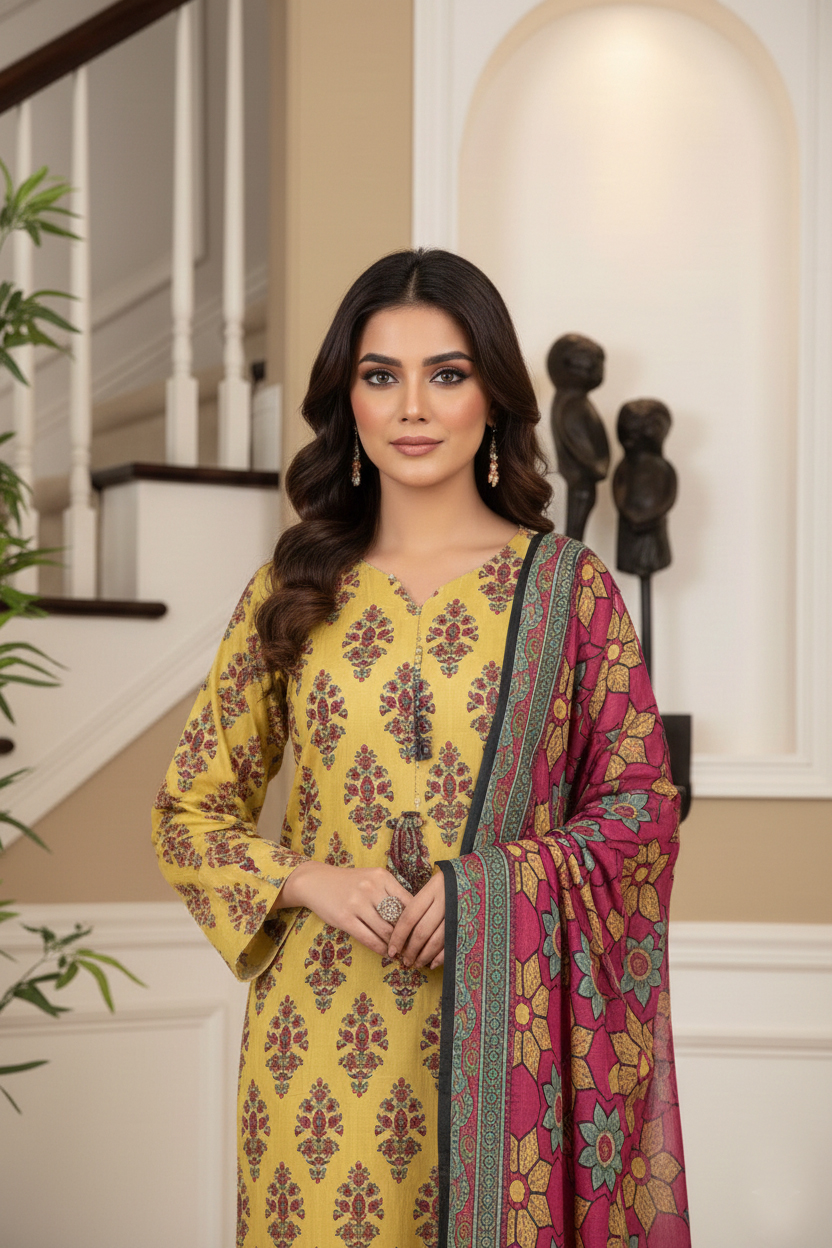 Rania’s Elegant Slub Lawn 3-Piece Suit RNS-DPC-3P-778