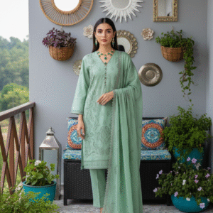 Rania’s Pure Cotton Paisley Embroidered 3-Piece Suit RNS-PCP3-924