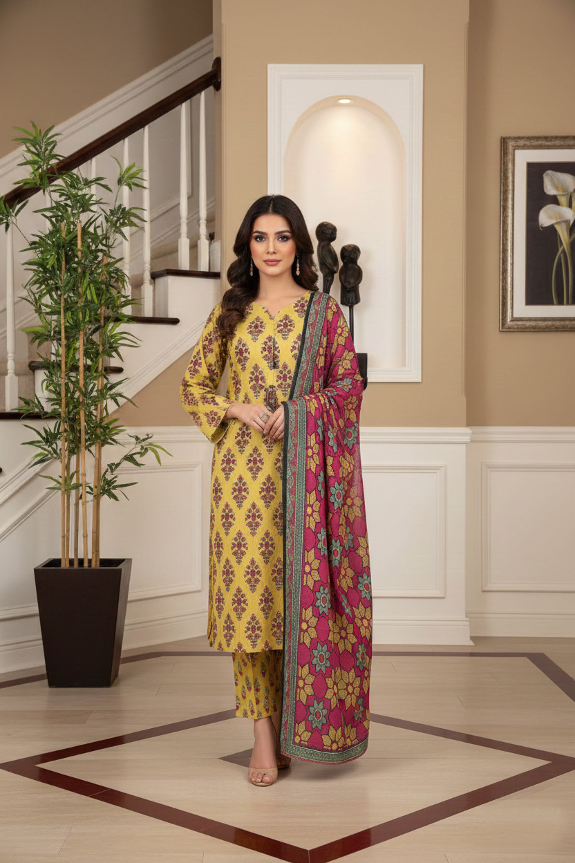 Rania’s Elegant Slub Lawn 3-Piece Suit RNS-DPC-3P-778