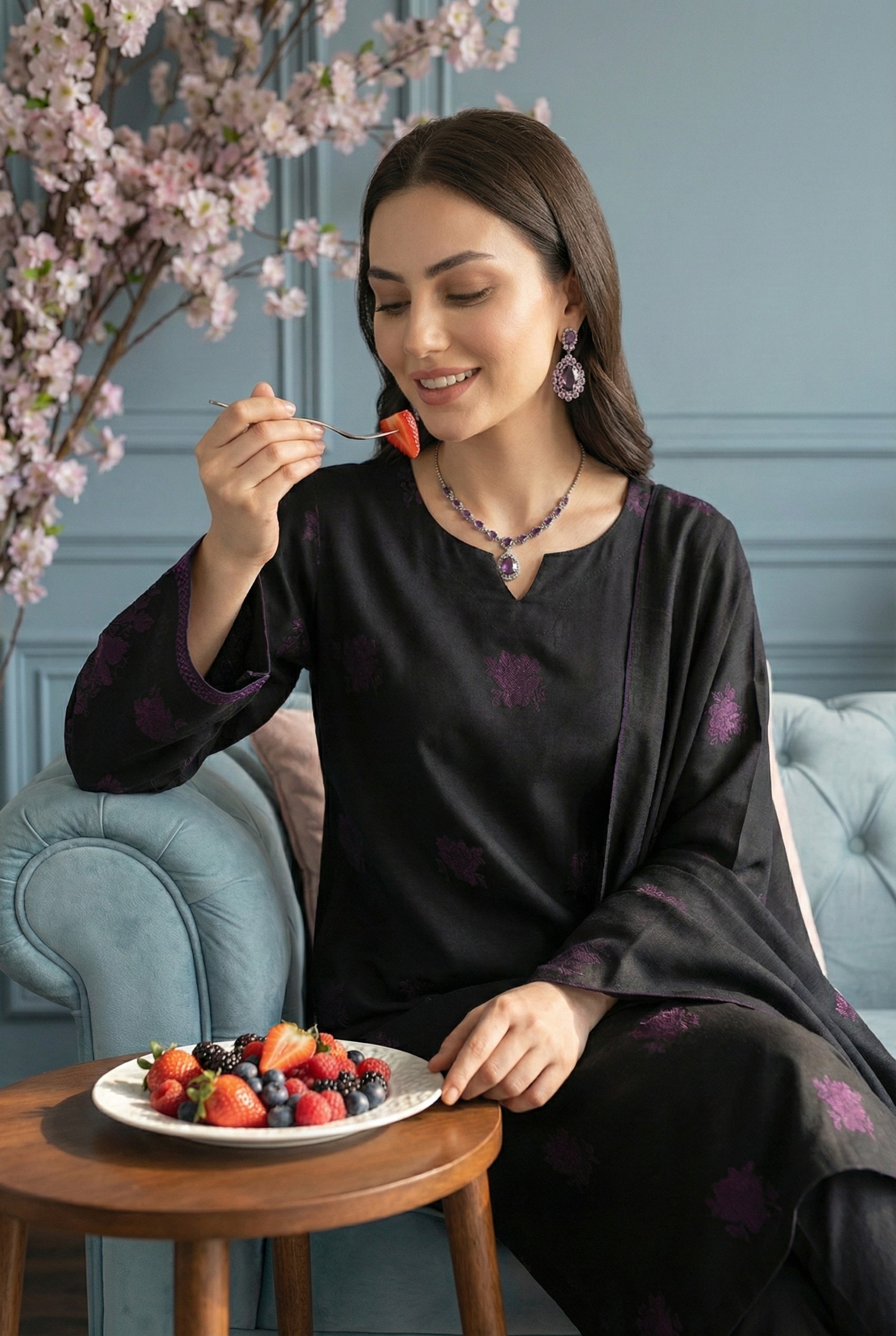 Rania’s Elegant Digital Brosha Jacquard Suit RNS-BRJ-ELG-514