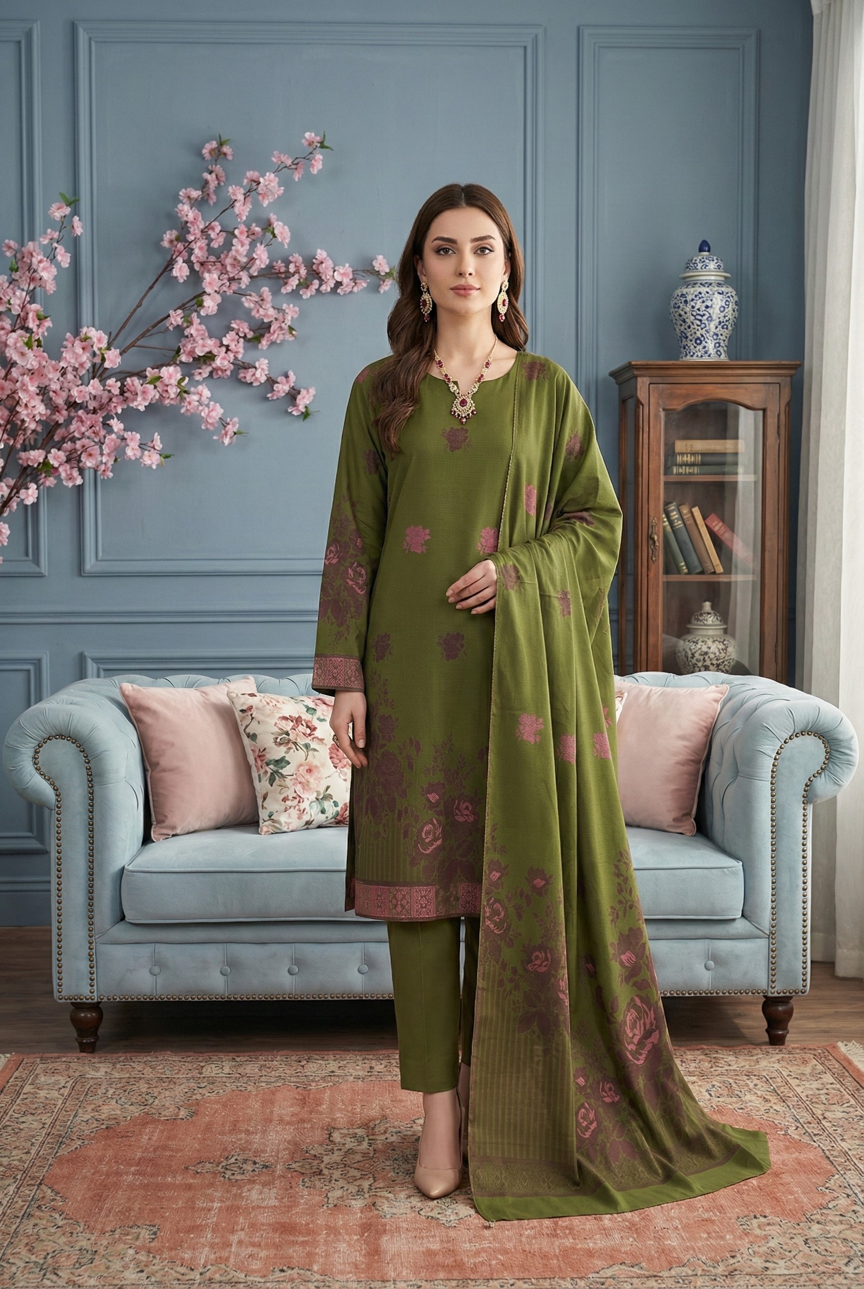 Rania’s Elegant Digital Brosha Jacquard Suit RNS-BRJ-ELG-510