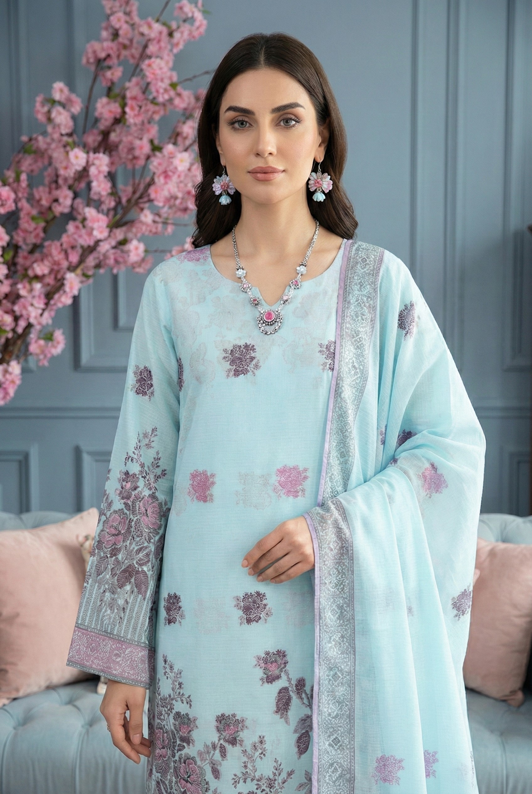 Rania’s Elegant Digital Brosha Jacquard Suit RNS-BRJ-ELG-511